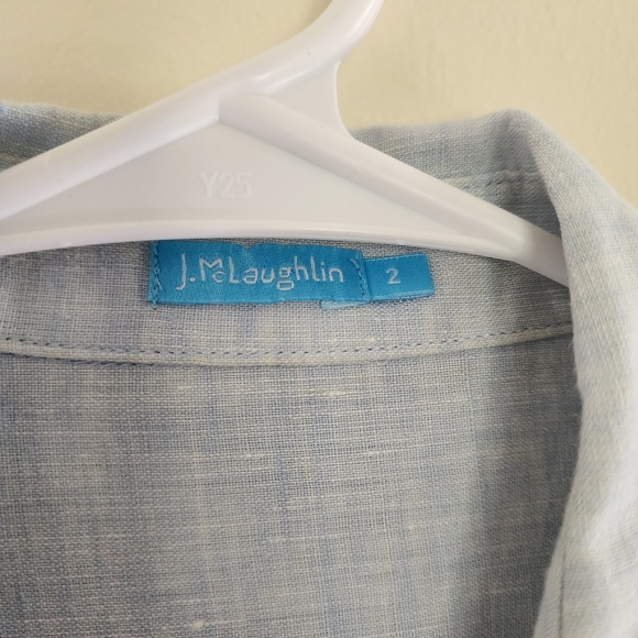 J. McLaughlin Britt Linen Shirt Button Down Light Blue Size Small - Picture 13 of 14